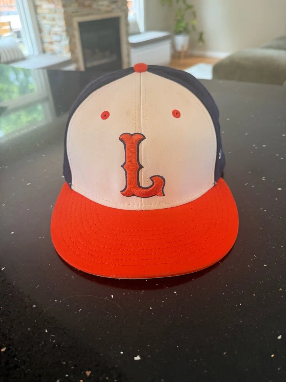 The Game Pro Orange, White & Navy Baseball Cap with Embroidered 'L'